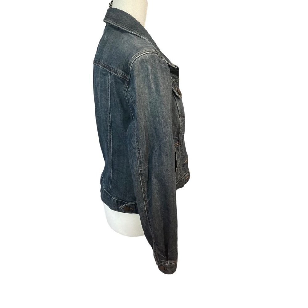 LOFT Women's Dark Blue Button-Up Denim Jacket Size Medium - Picture 6 of 10